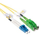 E2000/APC - LC/UPC 9/125æm OS2 Duplex fiber optic patch cable. Length: 1 m