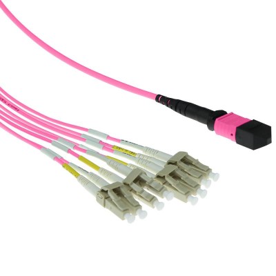 5M 8X50/125 OM4 MTP/MPO(F) - ACT 5 meter Multimode 50/125 OM4 fanout patchkabel