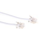 Modular telephone cable RJ-11 - RJ-11 white. Length: 0,50 m