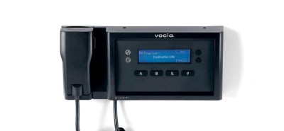 Vocia Wall-mounted Paging Station, 4 buttons with hand-held microphone