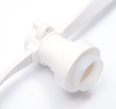 Guirlande white flatcable with french plug, 25m and 25 sockets e27 mounted, with