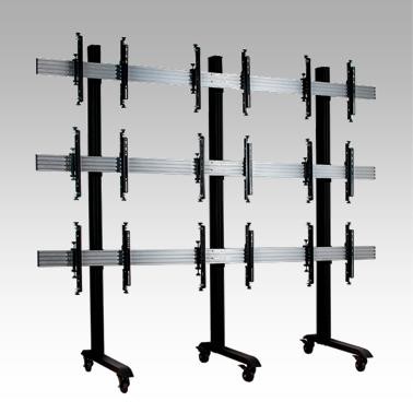 SYSTEM X - 3 x 3 Universal Mobile Video Wall Stand - 39"-60" - Black