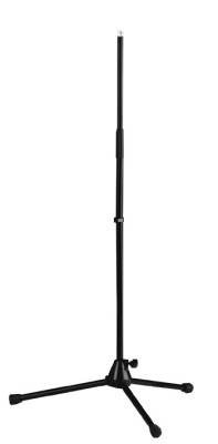 Straight microphone stand with foldable legs. Black version