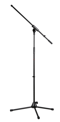 Microphone stand with foldable legs and boom arm Black version