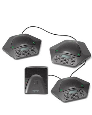 Includes three wired conference phones, one base unit and connecting cables