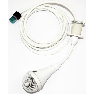 White color Mic Capsule with 3 mic elements, attached with 7 feet custom white c