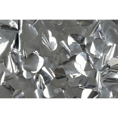 Silver metallic confettihearts  55mm slowfall 1kg Flameproof