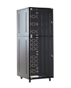 rack cabinet, 18U, RAL9005, D:640mm, with front door and rear panel, comb