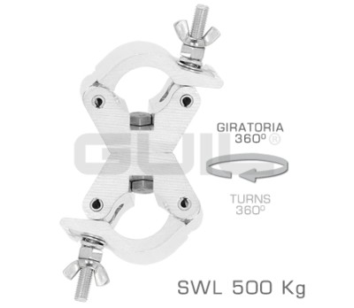 ALUMINIUM DOUBLE SWIVEL COUPLER (360º), WIDTH: 30 mm, FITS 45-52 mm DIAMETER TUB
