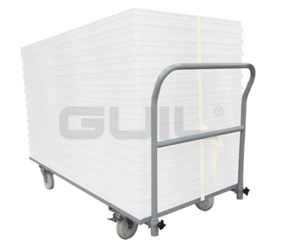 TROLLEY/CART WITH HANDRAIL TO TRANSPORT PLATFORMS. INCLUDES 4 Ø 200 mm CASTORS (