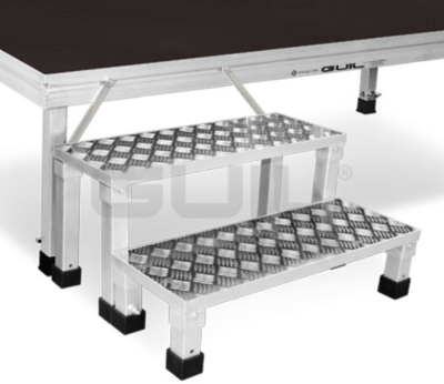 modular aluminium step with 4 fixed height legs. for stages of 400 mm high. conn