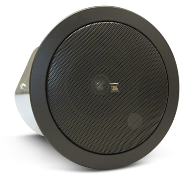 Ceiling loudspeaker in black, 100 Volt version, 4" TT, 0.75" HT, coaxial, switch