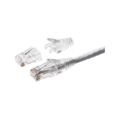 Polycarbonate Clear Field terminated RJ45 strain relief, category 6, unshielded,
