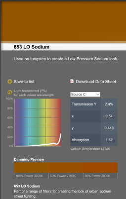 LEE filter vel/sheet 1,22m * 0,53m nr 653 lo sodium