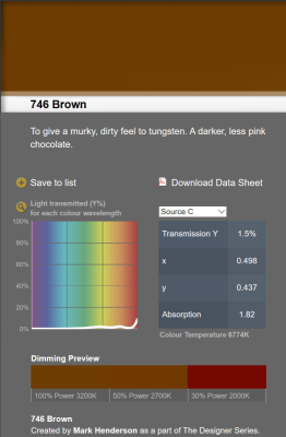 LEE filter vel/sheet 1,22m * 0,53m nr 746 brown