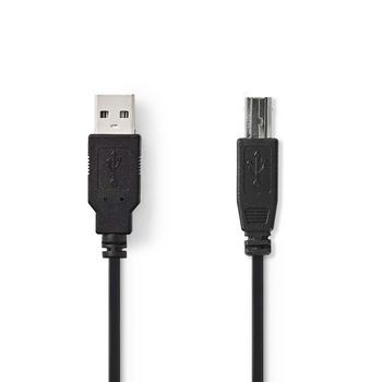 Nedis USB-Kabel | USB 2.0 | USB-A Male | USB-B Male | 480 Mbps | Vernikkeld | 1.