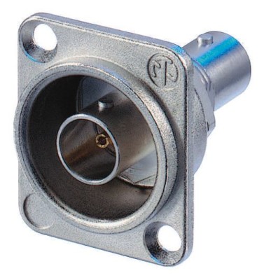 Grounded BNC chassis connector, feedthrough in nickel D-shape housing