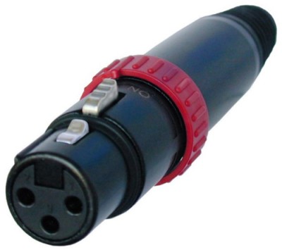 3 pole female cable connector, black metal housing