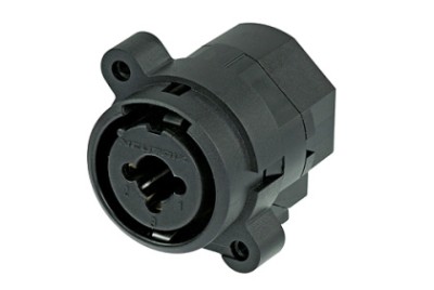 XLR / jack hybrid chassis connector combining 3 pole XLR receptacle and 1/4" jac