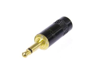 3,5 mm plug (Mini jack), 2 pole (Mono), black metal handle, gold plated cts  (OD up to 4 mm)