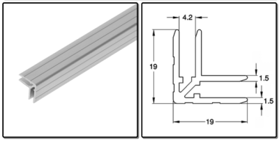 insteekhoekprofiel 4mm, R2, - geanodiseerd, L=4000mm - prijs per 1 meter - insert angle profile 4mm, R2, - anodized, L=4000mm - price per meter