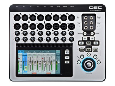 Touch-screen digital audio mixer with 16 mic/line inputs, 2 stereo inputs, 4 fx