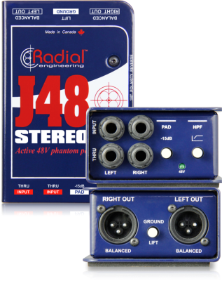 Active 48V powered Stereo DI