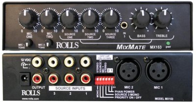 Rolls MX153 Mix Mate One-Half Rack Space, 2 Mic & 3 Stereo Source Mixer
