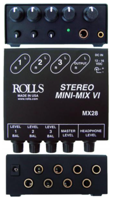 Rolls MX-28 Stereo MINI-MIX VI 3 Channel True Stereo Line Mixer