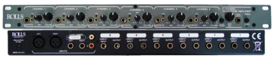Rolls RA62c, 6 channel Headphone Amplifier, Stereo, XLR/RCA/TRS Inputs, 3,5 mm/6