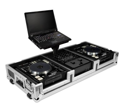 coffin for 2x Pioneer CDJ1000/900/800, Denon DNS + 12" mixer with laptop stand