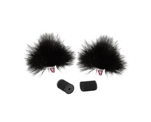 Rycote black Ristretto short-hair lavalier windjammer, 2 pieces