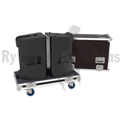 Flight cases for 2 loudspeakers K12.2 QSC with dishes for stacking