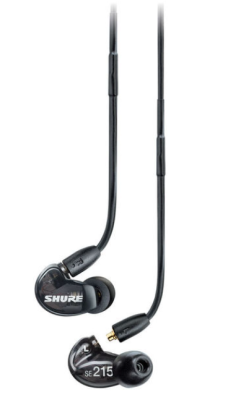 Shure SE215-K-EFS - Single Dynamic MicroDriver with Detachable, Wireform Cable, Black