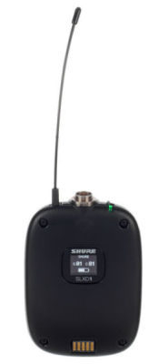 Shure SLXD1 bodypack transmitter; 24 bit/48 kHz audio conversion, 120 dB dynamic range