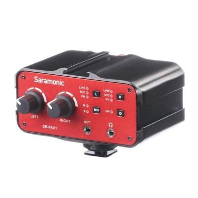 Saramonic SR-PAX1, cold shoe mount 2-channel preamp/mixer with 3.5mm TRS stereo