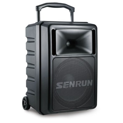 Senrun loud portable PA system 250 W 10", mp3 player, BT and 1 UHF handheld