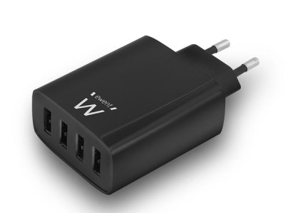 EWENT - 4-POORTS SMART USB-LADER - 5.4 A - zwart