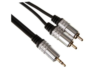 3.5 mm STEREOPLUG NAAR 2 x RCA AUDIOPLUG / STANDAARD / 1.5 m / VERGULD