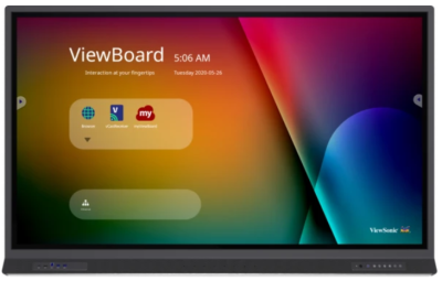 ViewSonic ViewIFP6552-1B: Board 52serie touchscreen 65" UHD, Android 9.0, IR 350 nits, USB-C, DP, 2x15