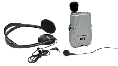Pocketalker Ultra personal amplifier with earbud & folding headphone